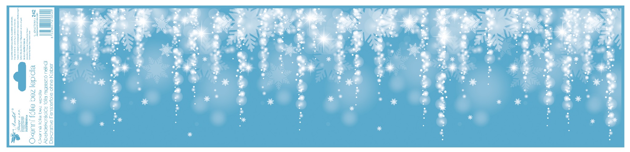 Okenní fólie pruh 64 x 15 cm, padající záře s glitry   242