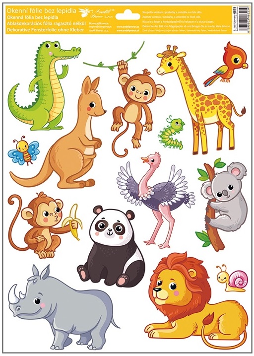 Okenní fólie 30 x 42 cm, zvířátka