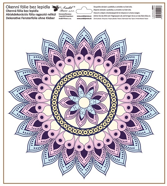 Okenní fólie barevné mandaly 30 x 33,5 cm