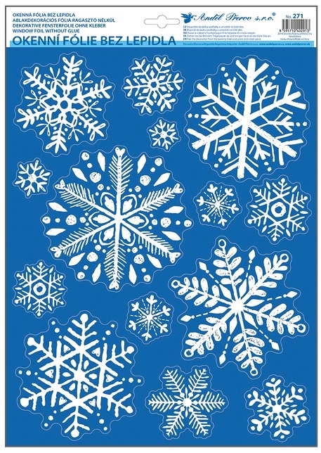 Okenní fólie vločky s glitrem 29 x 41 cm   271