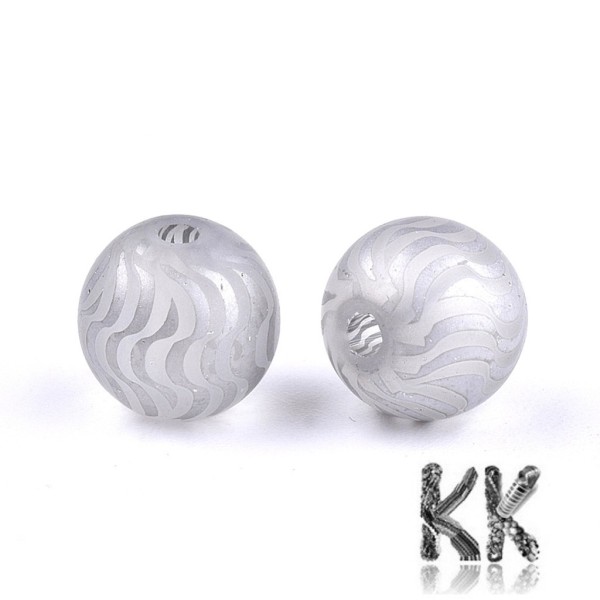 Skleněný, pokovený, průhledný, matný korálek 8-8,5mm