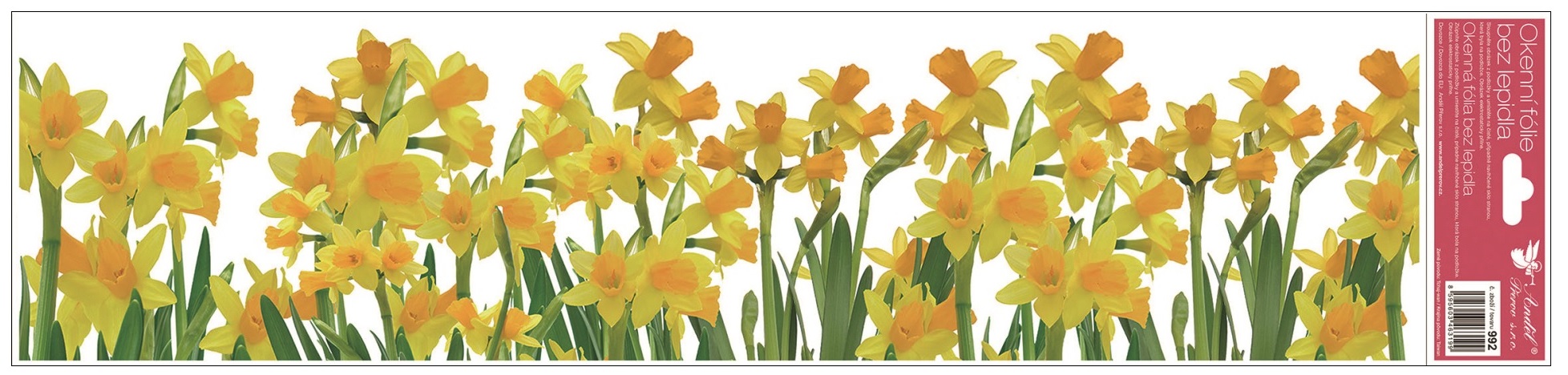 Okenní fólie pruhy květiny 64x15 cm