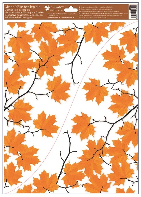 Okenní fólie rohová s listy 30 x 42 cm