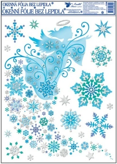 Okenní fólie zvon, kometa, anděl, strom 38x30cm   338