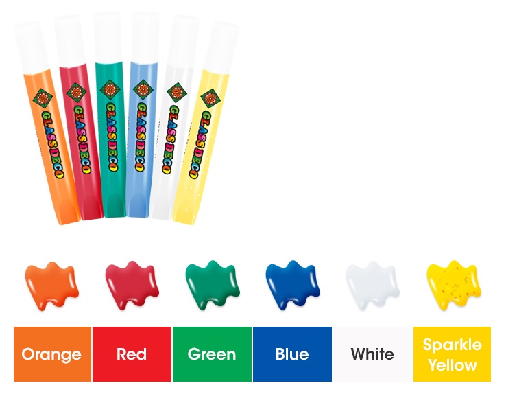 Barvy na sklo sada 6 barev 10,5 ml + 6 sklíček AUTA