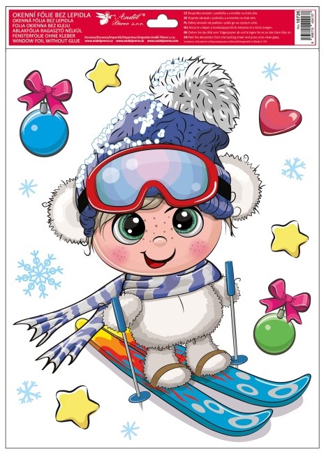 Okenní fólie s glitry Zimní radovánky 30 x 42 cm