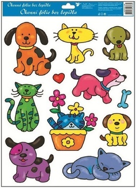 Okenní fólie zvířátka oranžový pejsek 38x30cm