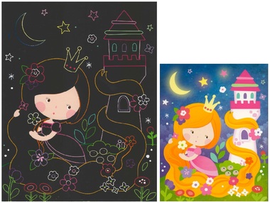 Vyškrabávací obrázky 2 archy 16,5 x 21 cm PRINCEZNA