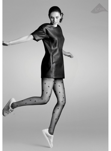 Vzorované punčocháče KONFETTI 20den, černé. vel.M