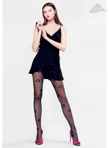 Vzorované punčocháče JOLIE 20den, černé, vel.M