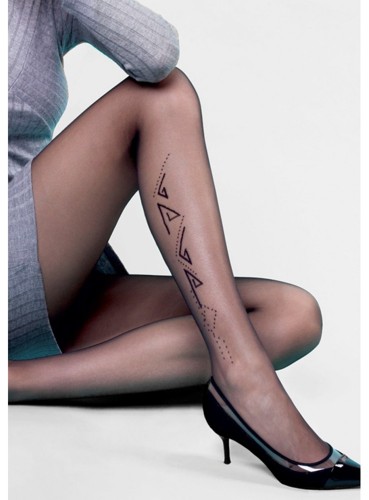 Vzorované punčocháče JUDIE 20den, černé, vel. L