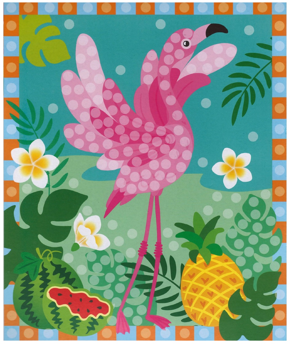 Mozaika se třpytivými flitry plameňák 17x30 cm