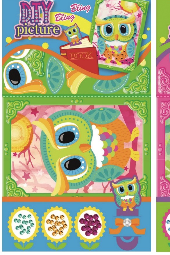 Mozaika se třpytivými flitry sovy 23x16cm