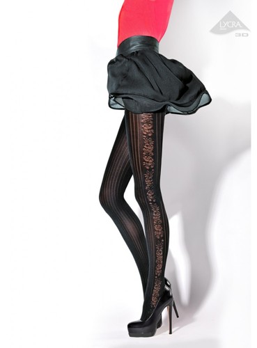 Vzorované punčocháče LIDIA 50den, černé, vel.M