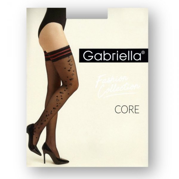 Samonosné punčochy CORE vzorované 20den, černé, vel.M/L
