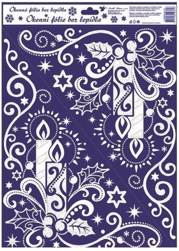 Okenní fólie rohová s glitry 38x30cm