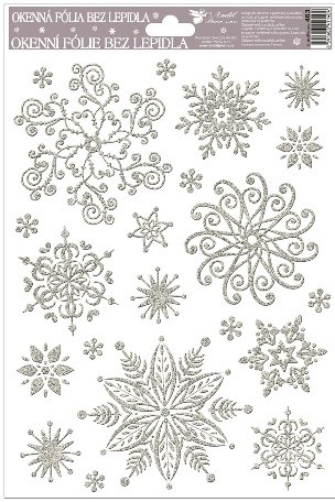 Okenní fólie vločky sněhový efekt stříbrná,27x20cm