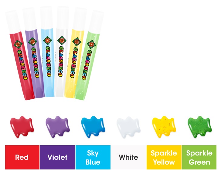 Barvy na sklo sada 6 barev 10,5 ml + 6 sklíček ZVÍŘÁTKA