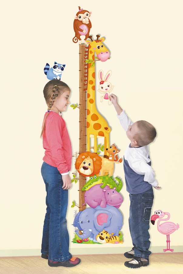 Samolepky na zeď dětský metr zvířátka v zoo 120x32cm