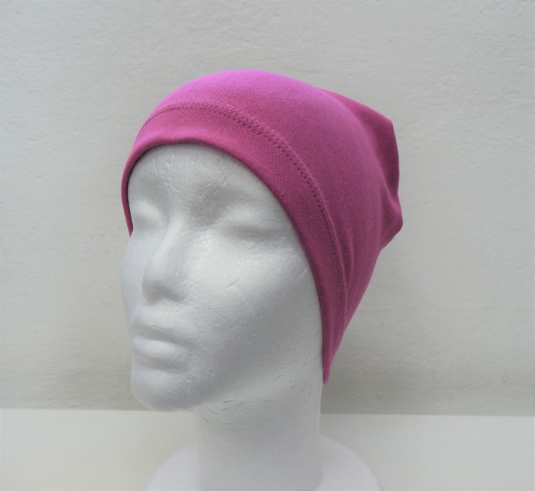 Dětská bavlněná čepička jednobarevná, fuchsia, 52-56