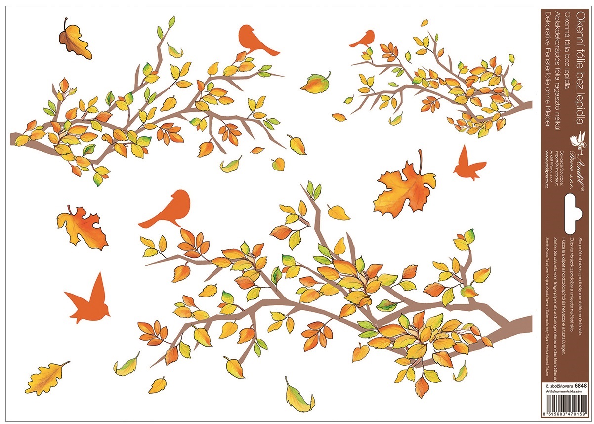 Okenní fólie podzimní větve 30x42 cm