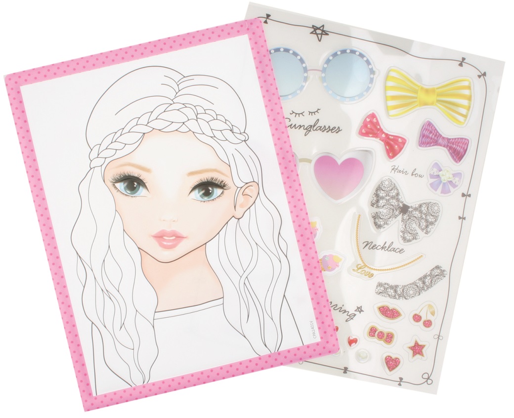 Omalovánka se samolepkami 25 x 18 cm modelka