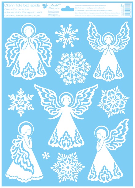 Okenní fólie 30 x 42 cm, andělé s glitry   244