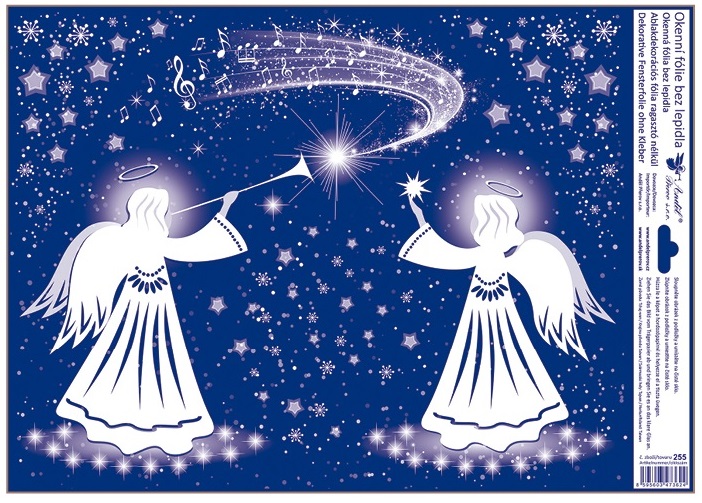 Okenní fólie s glitry 30 x 42 cm, anděl