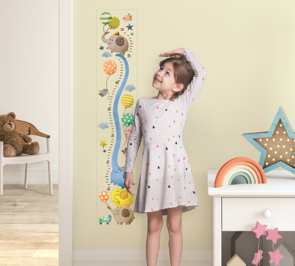 Samolepky na zeď dětský metr - sloni, do 120 cm