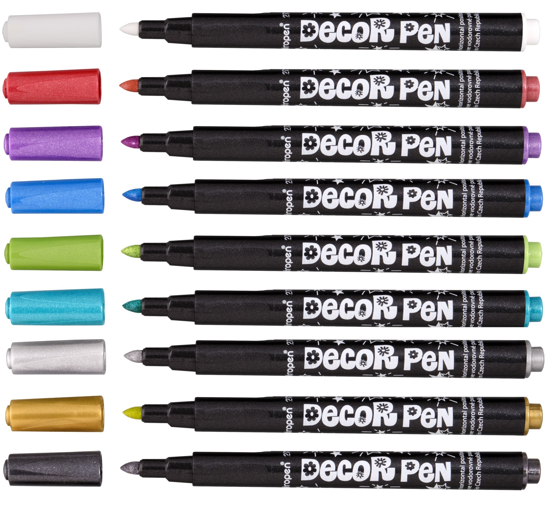 Značkovače DECORPEN METALLIC na kov,sklo,plast,keramiku,kámen 8+1 ks CENTROPEN