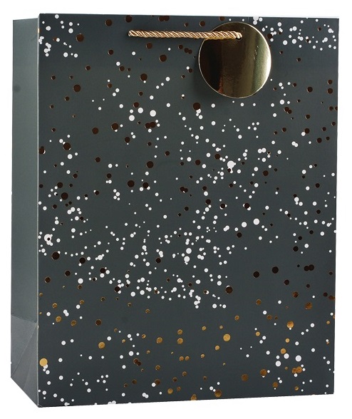 Taška dárková s metalickými tečkami L 26 x 32 x 12 cm 12532