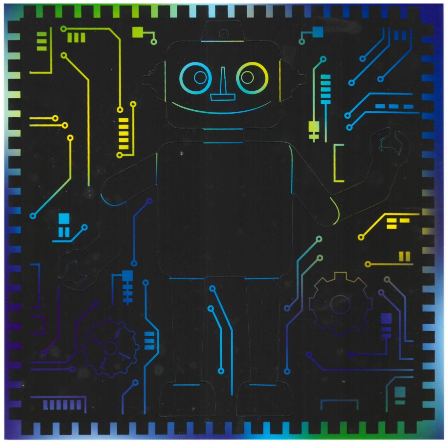 Sada škrabacích obrázků s doplňky 19 x 22 cm - roboti