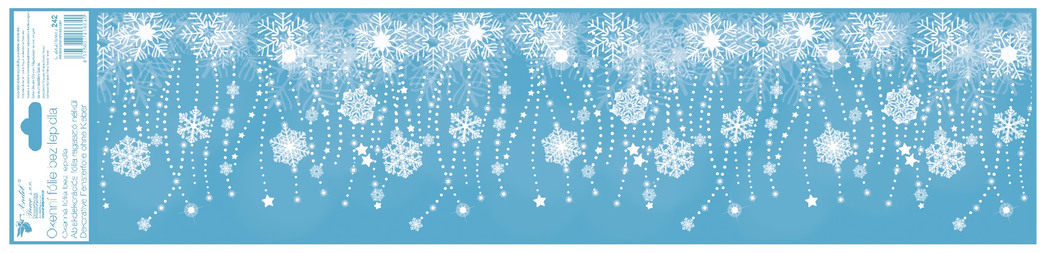 Okenní fólie pruh 64 x 15 cm, padající záře s glitry   242