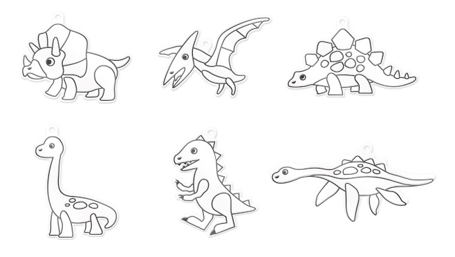 Barvy na sklo sada 6 barev 10,5 ml + 6 sklíček DINO