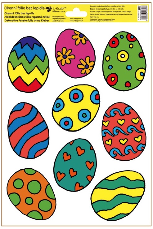 Okenní fólie barevná velikonoční vajíčka 20 x 30 cm
