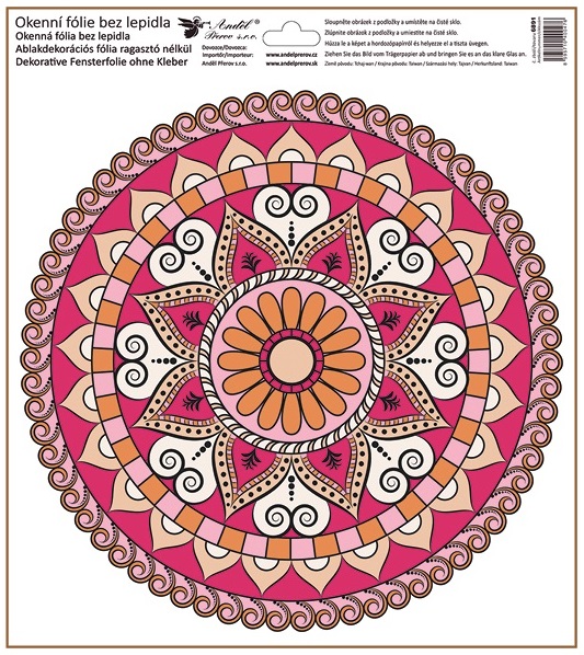 Okenní fólie barevné mandaly 30 x 33,5 cm