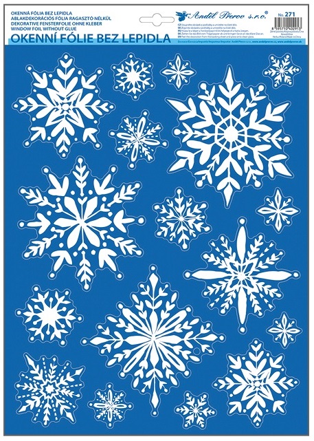 Okenní fólie vločky s glitrem 29 x 41 cm   271