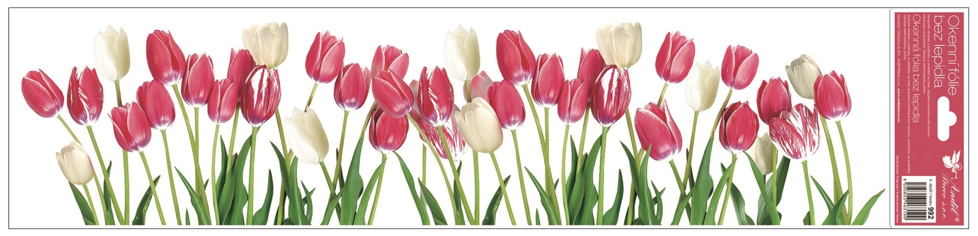 Okenní fólie pruhy květiny 64x15 cm