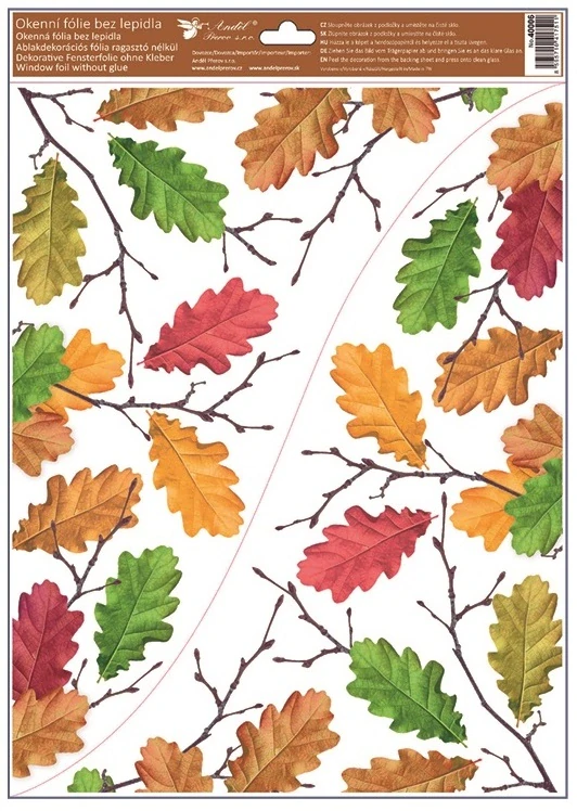 Okenní fólie rohová s listy 30 x 42 cm