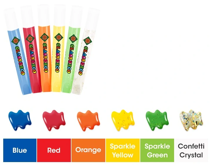 Barvy na sklo, vánoční sada 6 barev 10,5 ml + 6 sklíček  