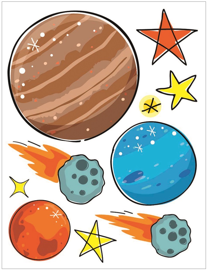 Samolepky na zeď v bloku vesmír 16 x 23 cm 6 listů