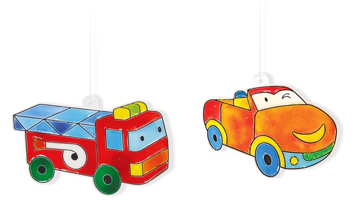 Barvy na sklo sada 6 barev 10,5 ml + 6 sklíček AUTA