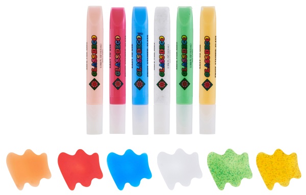 Barvy na sklo sada 6 barev 10,5 ml + 6 sklíček PROFESE