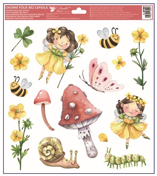 Okenní fólie s glitry Víly 30 x 33,5 cm  6789