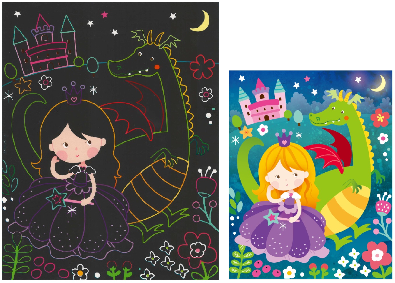 Vyškrabávací obrázky 2 archy 16,5 x 21 cm PRINCEZNA