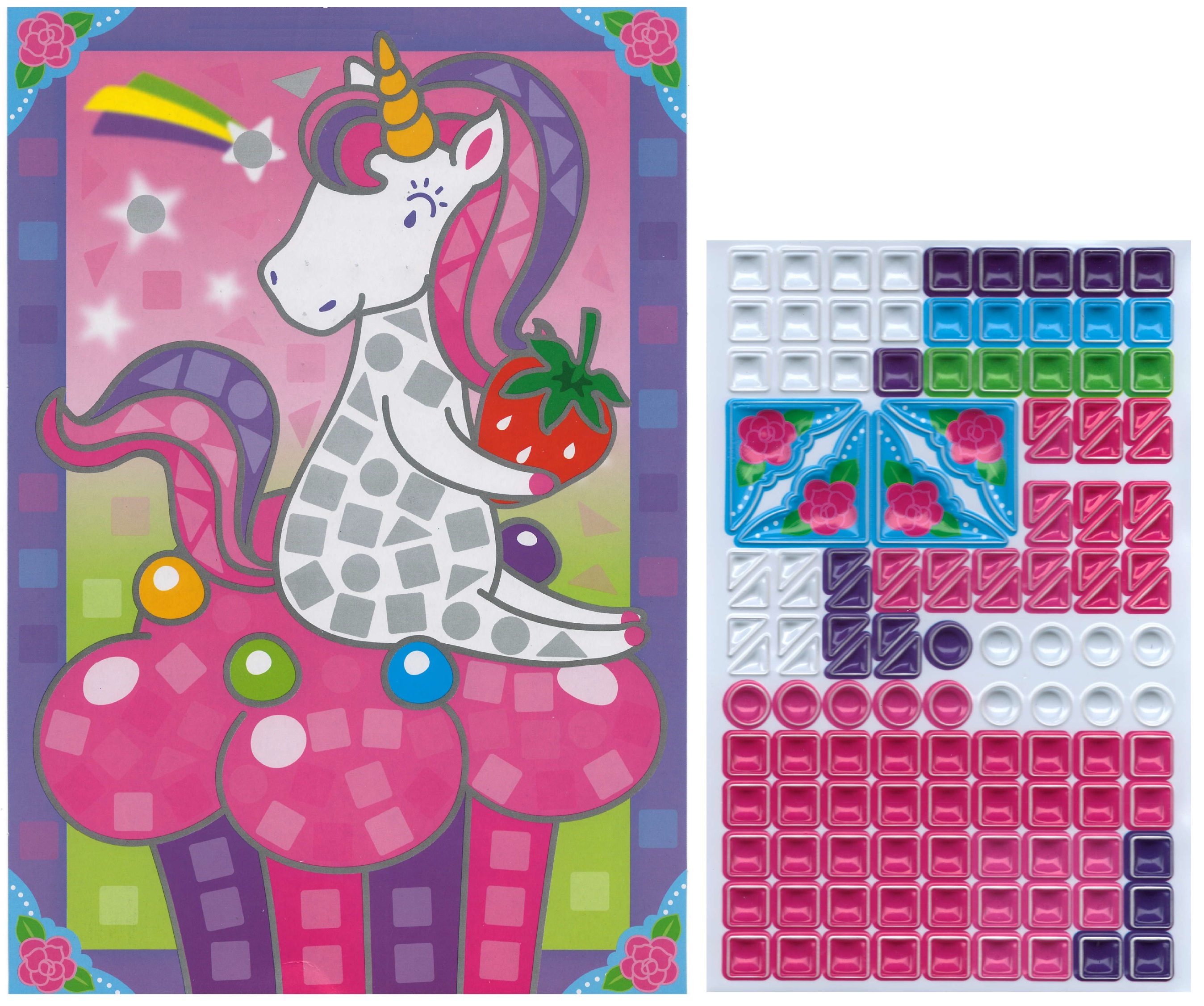 Mozaika s prostorovými dílky jedorožec 17x31 cm