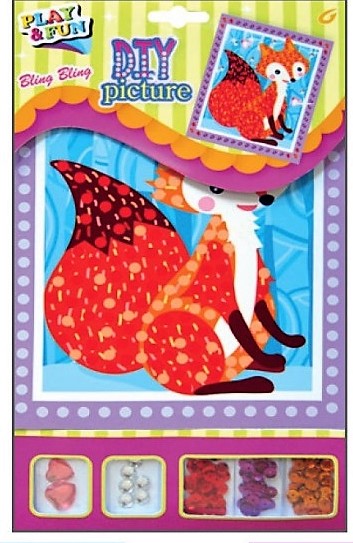 Mozaika se třpytivými flitry lesní zvířátka 20,5x17cm