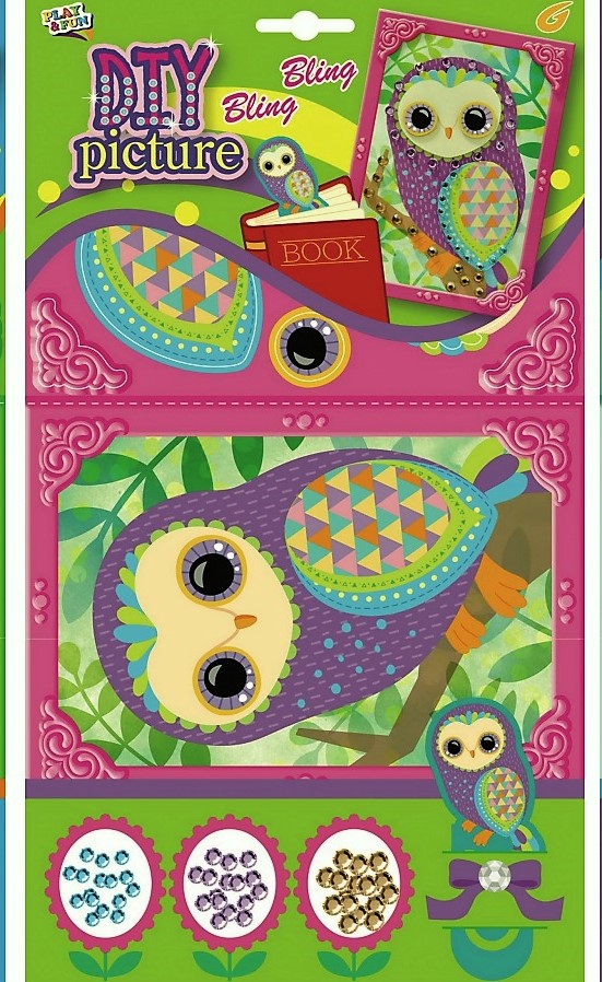 Mozaika se třpytivými flitry sovy 23x16cm