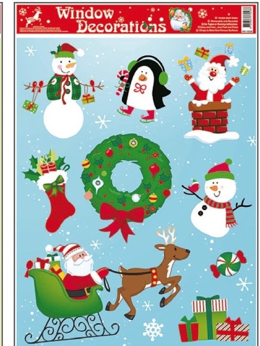 Okenní fólie vánoční, barevné archy s dětskými motivy 38x30cm