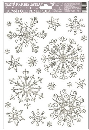 Okenní fólie vločky sněhový efekt stříbrná,27x20cm